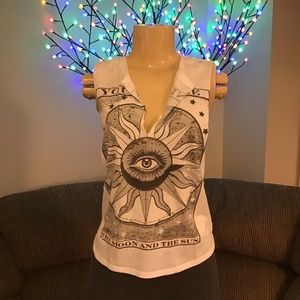 White/Black “You And Me The Moon And Sun” Tank Size XS